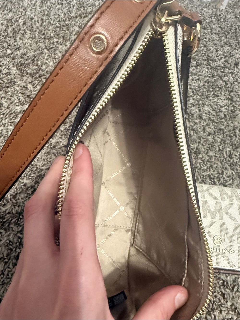 Michael Kors Beige/White MK Crossbody Bag with Wallet - Picture 5 of 11